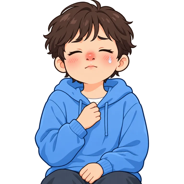 sniff（鼻をすする・verb）の覚え方イラスト