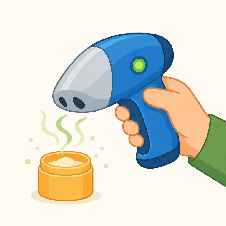 sniffer（嗅ぐ人、動物・名詞）の覚え方イラスト — sniffer は sniff「くんくん嗅ぐ」に、行為者を表す -er が付いた形です