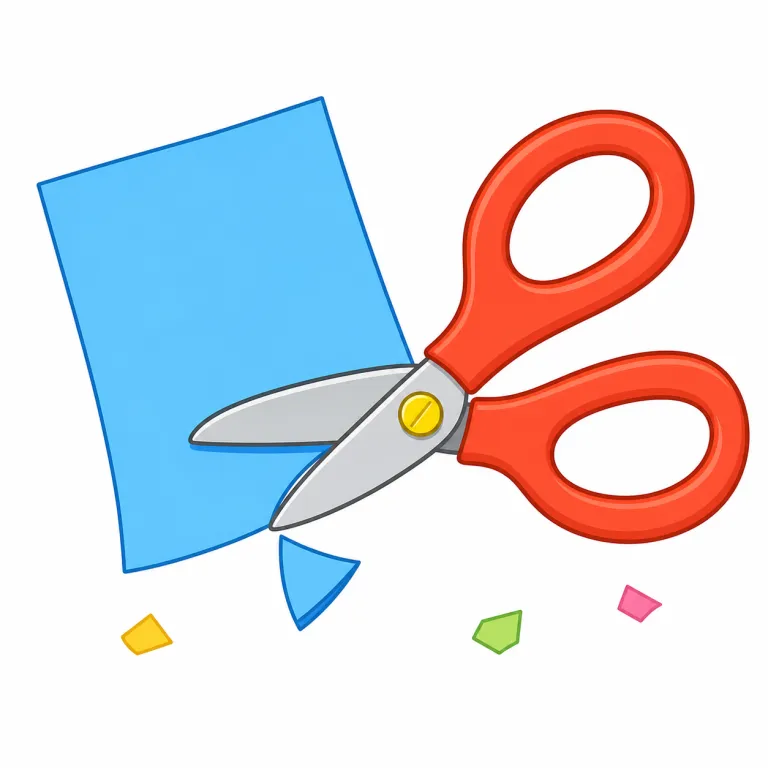 snip（切り取る・動詞）の覚え方イラスト — snip は「大きく切る」ではなく、「ちょきっと一部だけ切る」動きを思い出すと残りやすい語です
