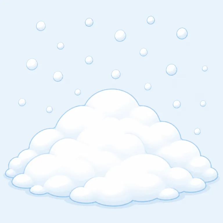 snow（雪・名詞）の覚え方イラスト — 名詞 snow は、地面・屋根・山肌を白く覆う「もの」として思い浮かべると定着しやすい