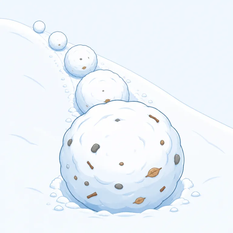 snowball（雪玉・名詞）の覚え方イラスト — privilege は private と同じ priv- から、「限られた人だけに与えられる特別なもの」という感覚で覚えます