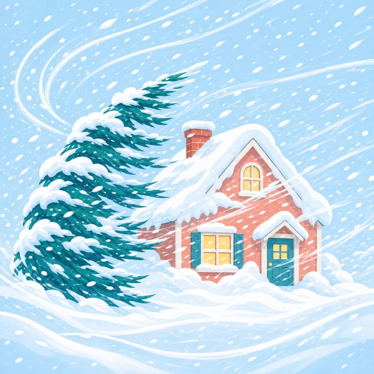 snowstorm（吹雪・名詞）の覚え方イラスト — snow + storm の直結で覚えるのが最短です