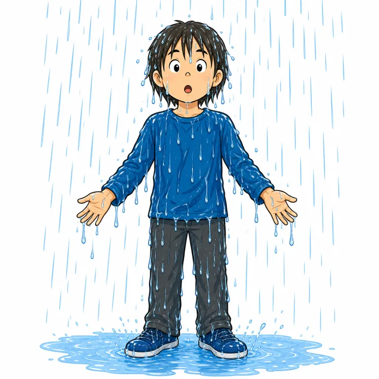 soak（ずぶぬれになる・verb）の覚え方イラスト