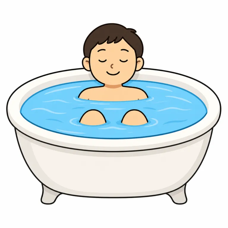 soak（つかる・verb）の覚え方イラスト