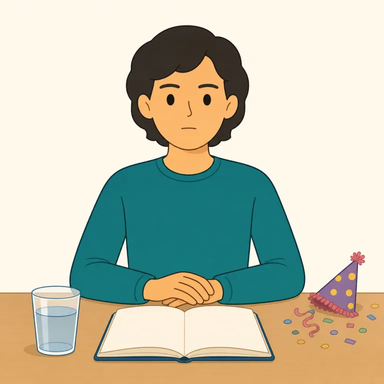 soberly（真摯に・副詞）の覚え方イラスト — まず sober を「酔っていない」と覚えると、頭がはっきりしていて落ち着いた様子に広がり、soberly も「冷静に、まじめに」という像でつかめます