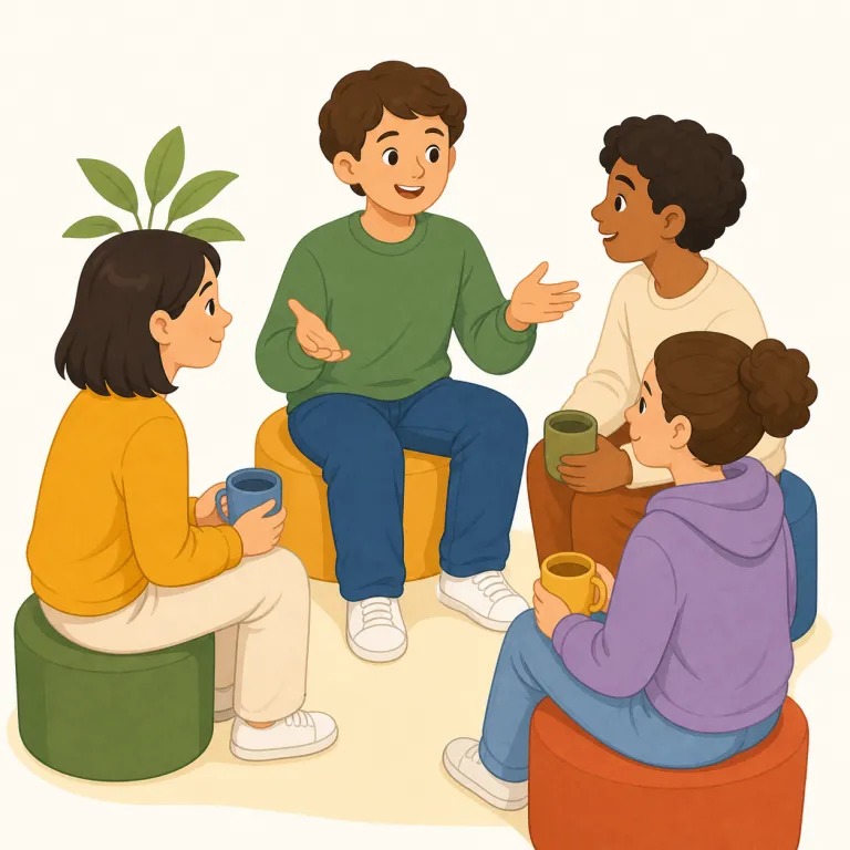 sociable（社交的な・形容詞）の覚え方イラスト — このエントリでは sociable を「人付き合いのよい」という日常的な性格描写とは切り分け、社交の場や交流に向いた様子を表す語として覚えます