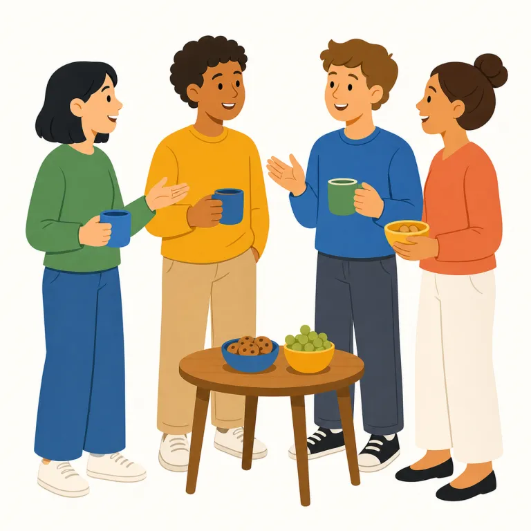 socialize（社交する・動詞）の覚え方イラスト — このエントリでは socialize を、単に友人と人付き合いする基本義ではなく、人が集団や社会の中でふるまえるようになる、またはそうさせる意味として意識します