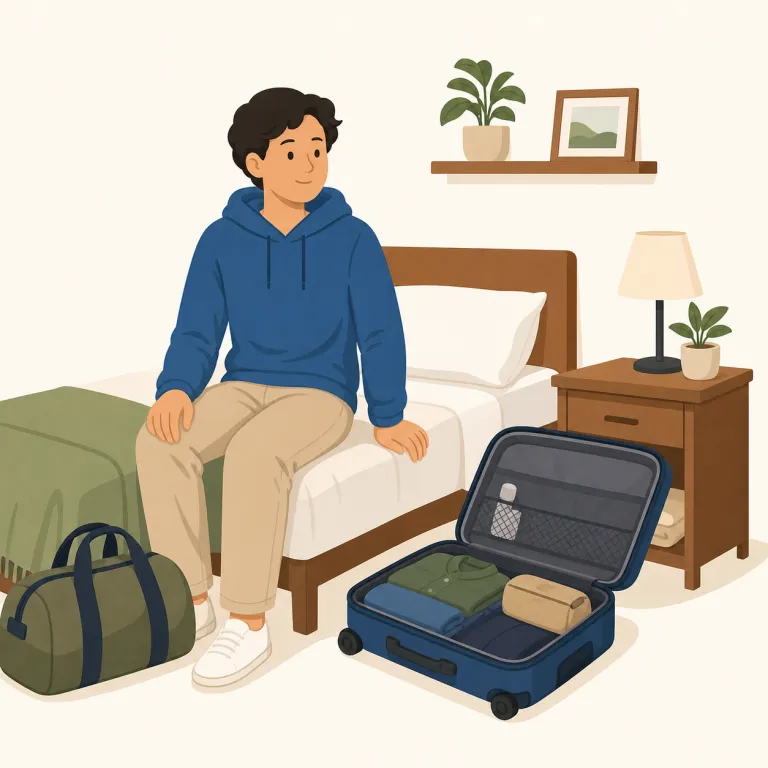 sojourn（一時滞在・名詞）の覚え方イラスト