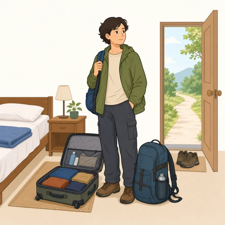 sojourner（寄留者・名詞）の覚え方イラスト — まず語尾の -er を見て「人」と捉えると入りやすく、sojourn + -er で「しばらく滞在する人」