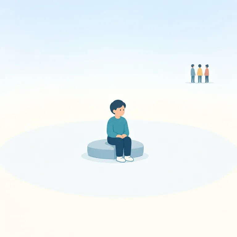 solitariness（孤独・名詞）の覚え方イラスト — solitary「一人の」に、状態を表す -ness を付けた形なので、「一人である状態」とそのまま分解できます