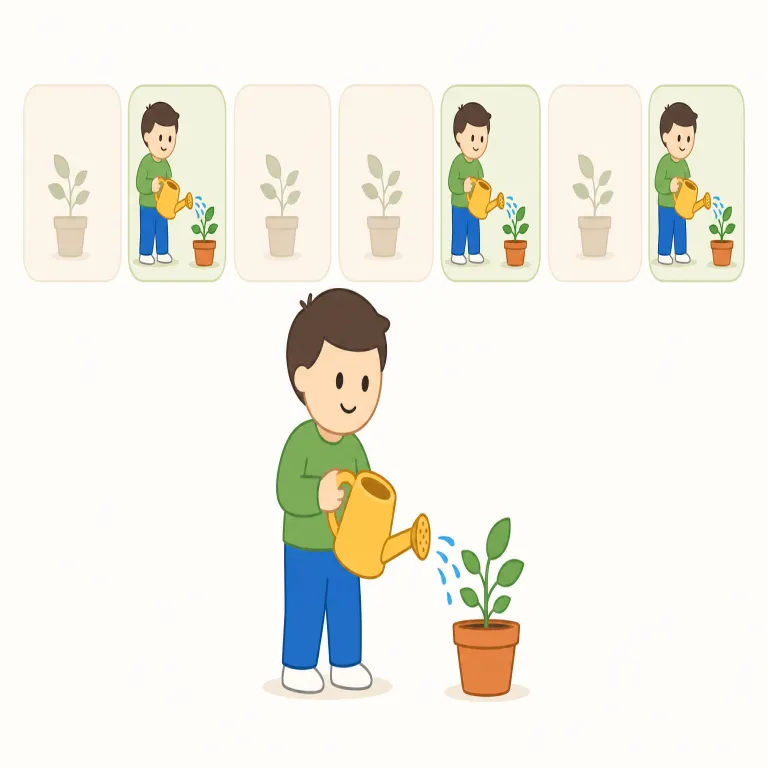 sometimes（時々・副詞）の覚え方イラスト — 「some + times」の感覚で覚えると残りやすい語です