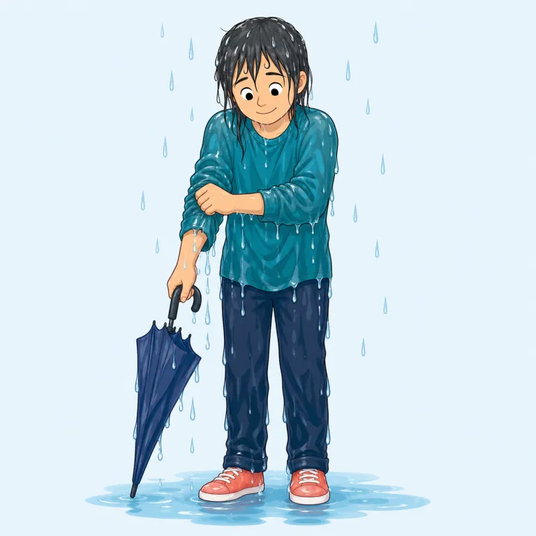 sopping（びしょびしょに・副詞）の覚え方イラスト — `sopping wet` を一つの決まり文句として覚えると使いやすい語です