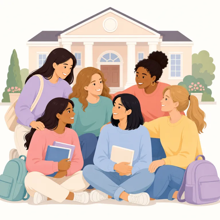 sorority（女子学生クラブ・名詞）の覚え方イラスト — 覚えるときは、まず対になる基本語 fraternity をセットで押さえると強いです
