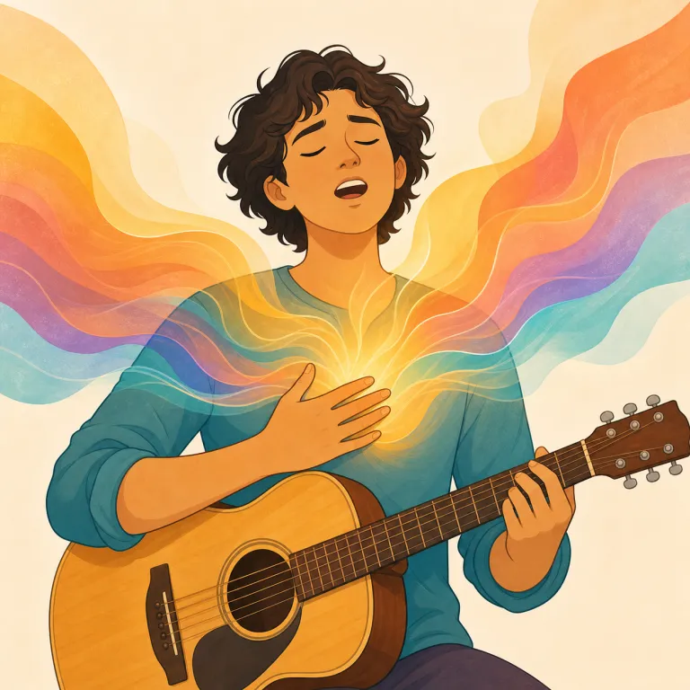 soulful（感情豊かな、心のこもった・形容詞）の覚え方イラスト — soul を知っていれば、「外見や技術だけでなく、内側の気持ちがにじむ感じ」とつかむと覚えやすいです