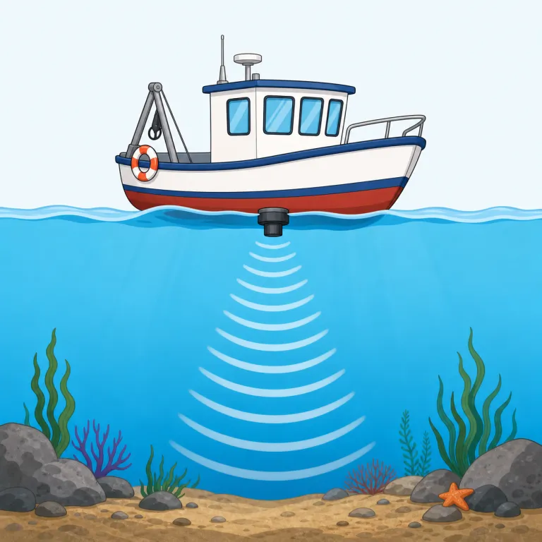 sounder（測深器・noun）の覚え方イラスト