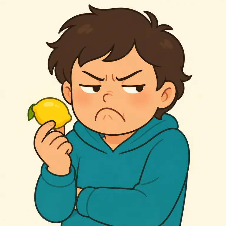 sour（不機嫌な・adjective）の覚え方イラスト