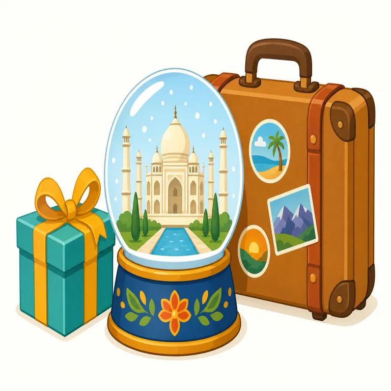 souvenir（記念品・名詞）の覚え方イラスト — gift や present と違って、souvenir は「相手への贈り物」より「旅先や出来事の記念に持ち帰る物」