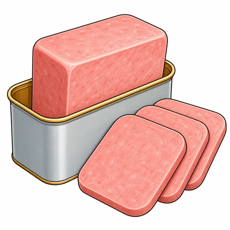 spam（ランチョンミート・noun）の覚え方イラスト