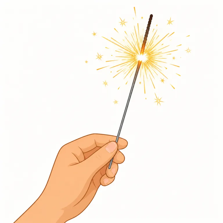 sparkler（手持ち花火・名詞）の覚え方イラスト — spark を知っていれば、「火花」が中心イメージ