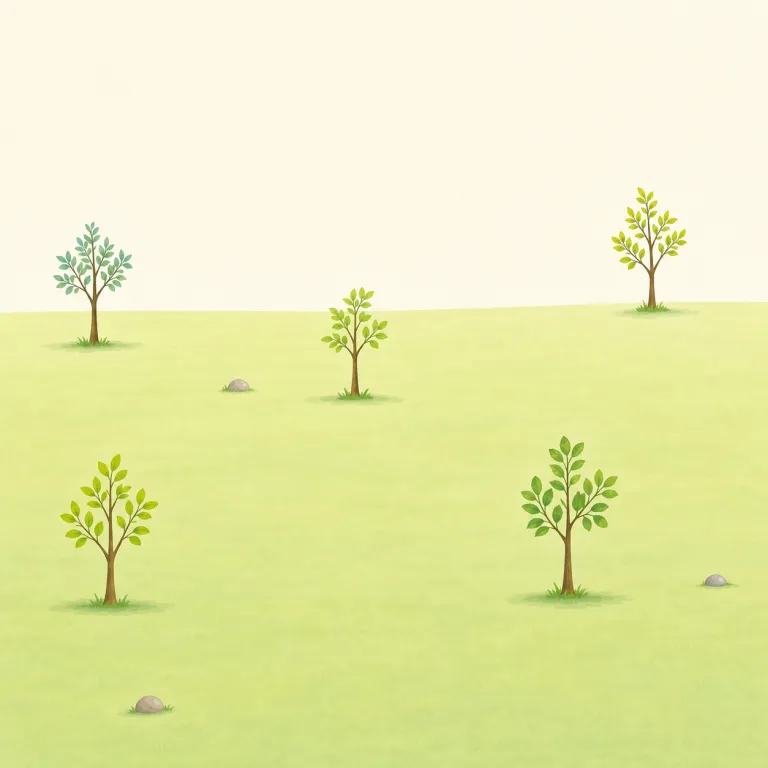 sparsely（まばらに・副詞）の覚え方イラスト — sparsely は sparse に -ly が付いた形なので、まず形容詞 sparse「密ではない」を土台にすると覚えやすいです