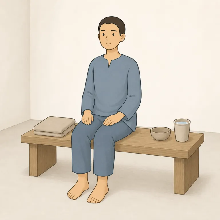 Spartan（質素で厳しい、禁欲的な・形容詞）の覚え方イラスト — 「スパルタ教育」の“スパルタ”に近い感覚で、英語でも a spartan room / lifestyle / diet のように、部屋・暮らし・食事がぜいたくや快適…