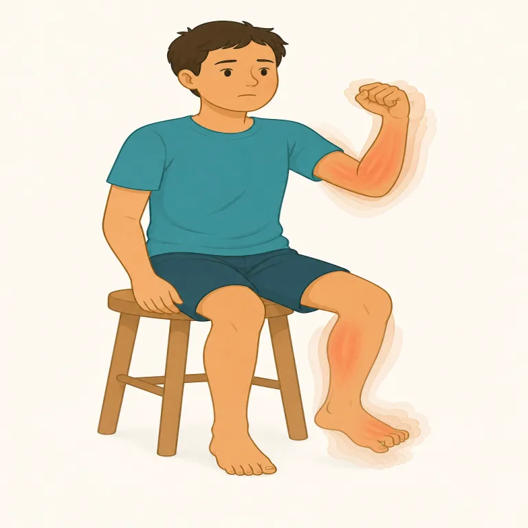 spastic（けいれん性の・形容詞）の覚え方イラスト — spasm（けいれん）を知っていると覚えやすい語で、同じ spas- の仲間だと押さえるのが近道です