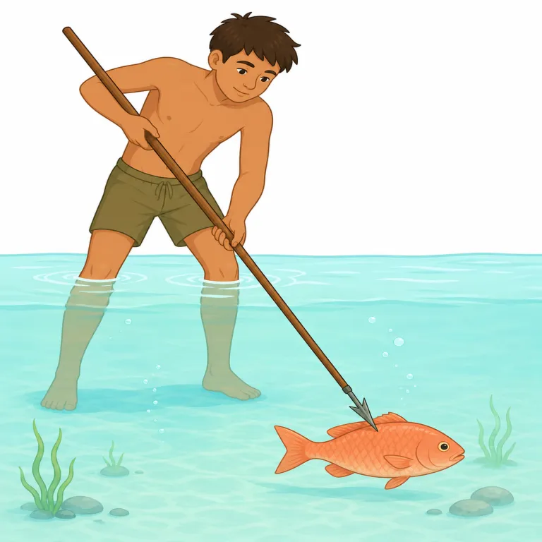 spearing（槍で突き刺すこと、銛で魚を突く漁・名詞）の覚え方イラスト — まず spear「槍」を核に置くと覚えやすいです