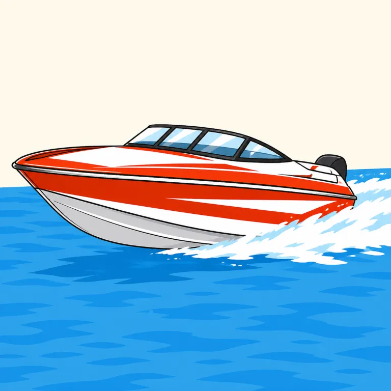 speedboat（スピードボート・noun）の覚え方イラスト
