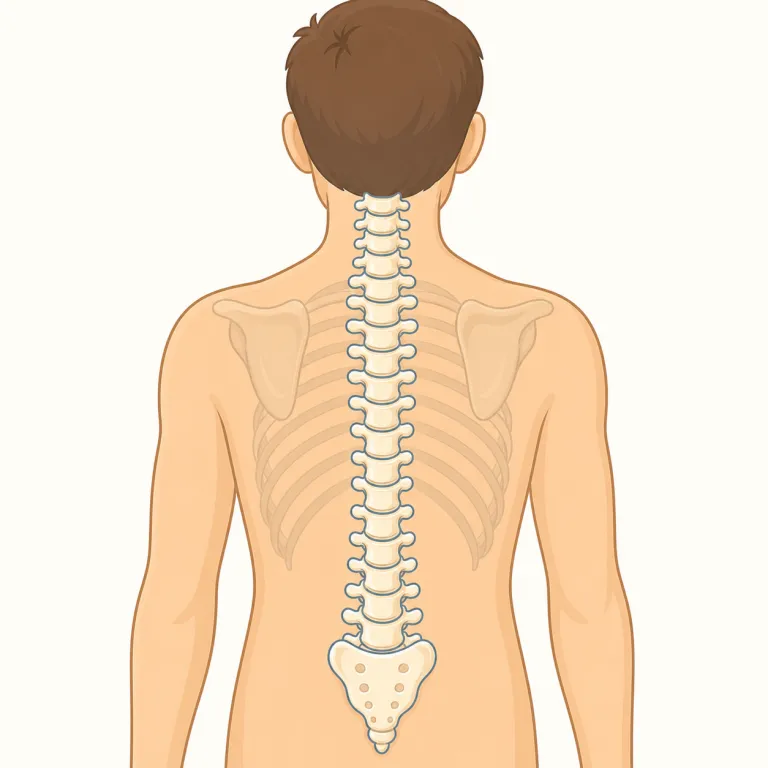 spine（背骨・名詞）の覚え方イラスト — まず spine の基本イメージを「背骨」で固定すると覚えやすいです