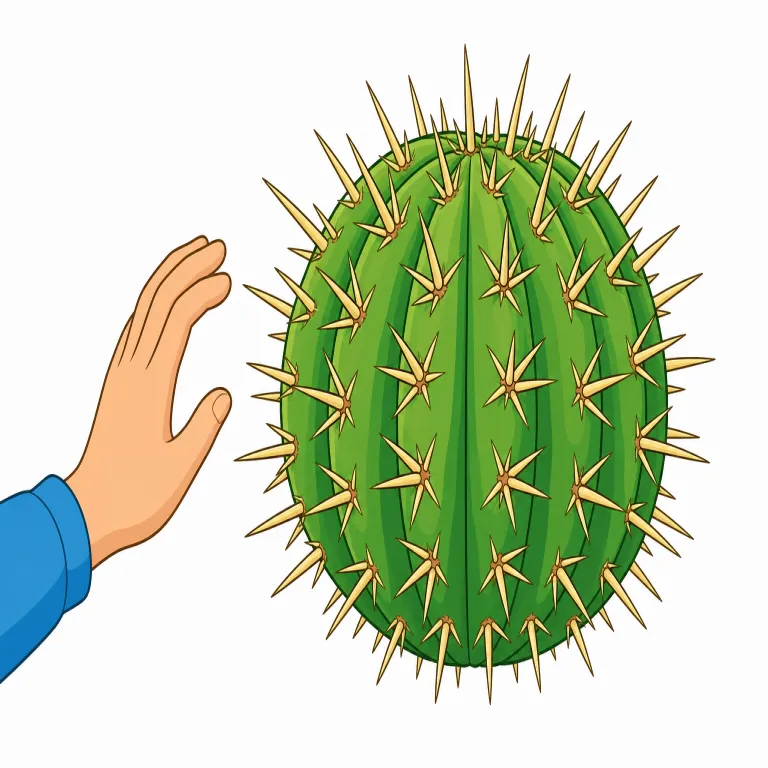 spiny（とげのある、厄介な・形容詞）の覚え方イラスト — spine（背骨・針）を知っていると、spiny は「針やとげを備えた感じ」とつながる