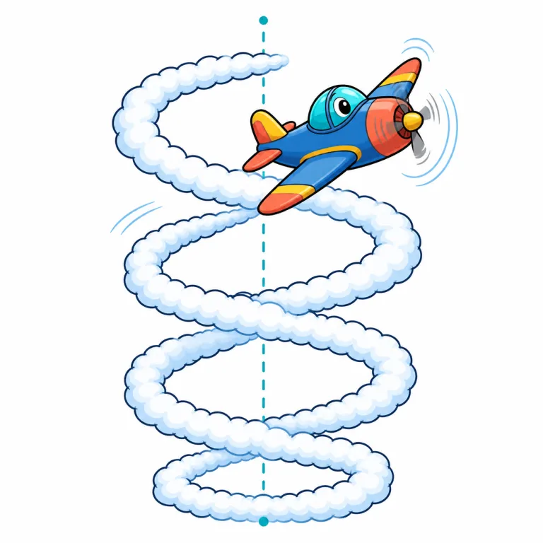 spiral（螺旋状に進む・verb）の覚え方イラスト