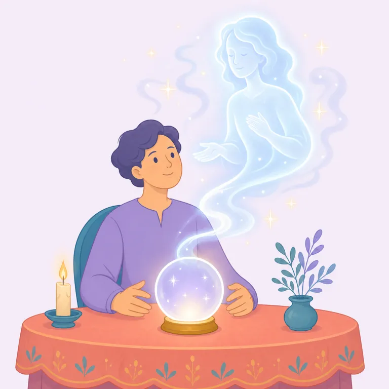 spiritualism（心霊主義・名詞）の覚え方イラスト — spiritual が「霊的な」なので、まず spiritualism は「霊的なものを重視する考え」と押さえる