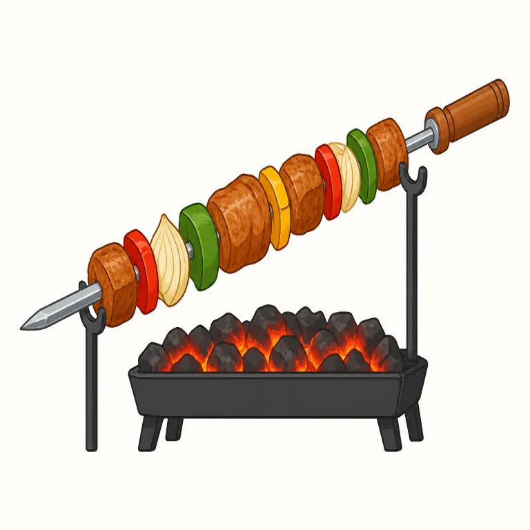 spit（焼き串・noun）の覚え方イラスト