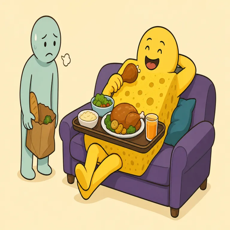 sponge（たかり屋、居候・noun）の覚え方イラスト