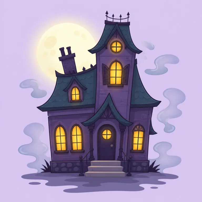 spooky（不気味な・形容詞）の覚え方イラスト — spooky は scary のように『危険で怖い』というより、『お化けが出そうでぞわっとする』感じに寄る語