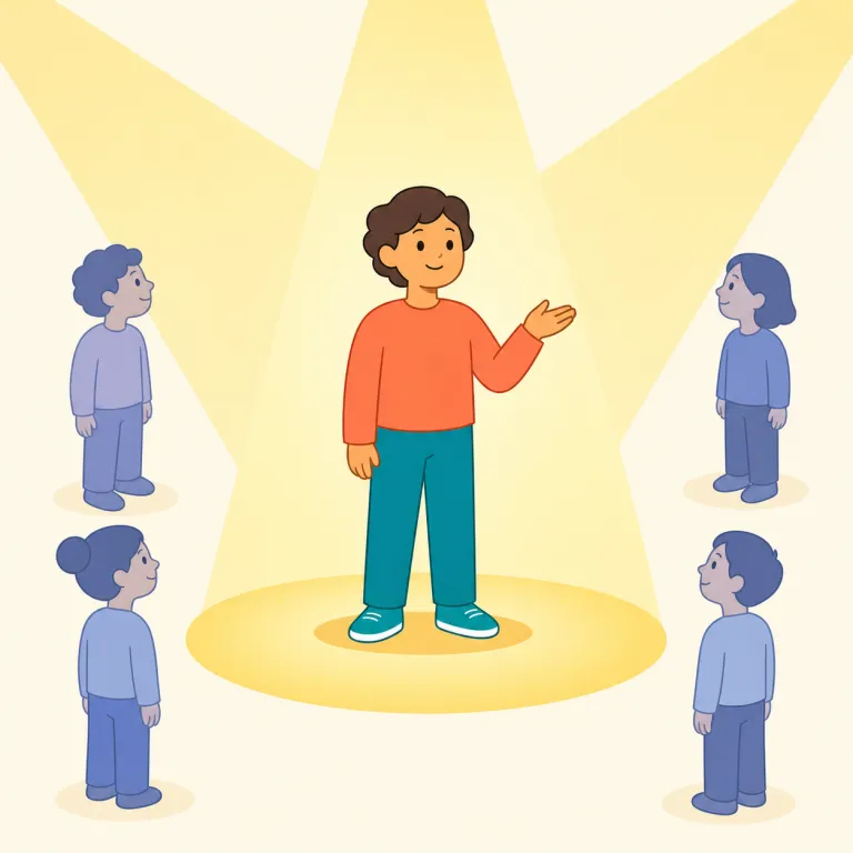 spotlight（スポットライト・名詞）の覚え方イラスト — spot＋light と見れば覚えやすい語です
