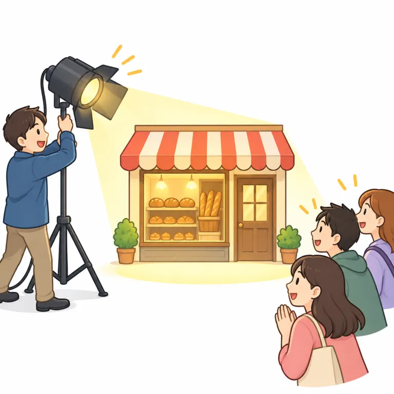spotlight（注目を集める・verb）の覚え方イラスト