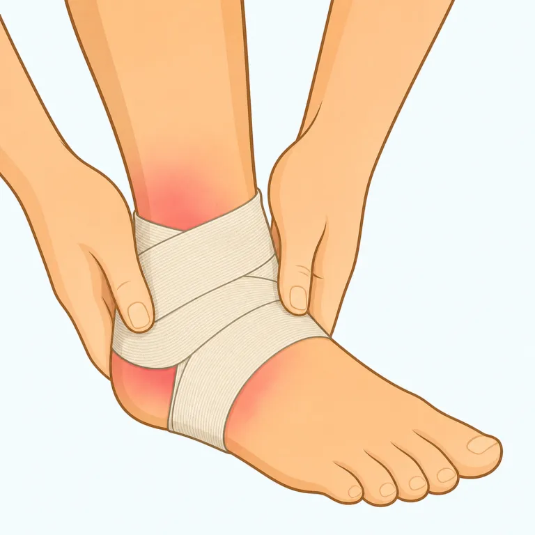 sprain（捻挫・名詞）の覚え方イラスト — a sprain は、病院やスポーツ記事で「どんなけがか」を名づける語です