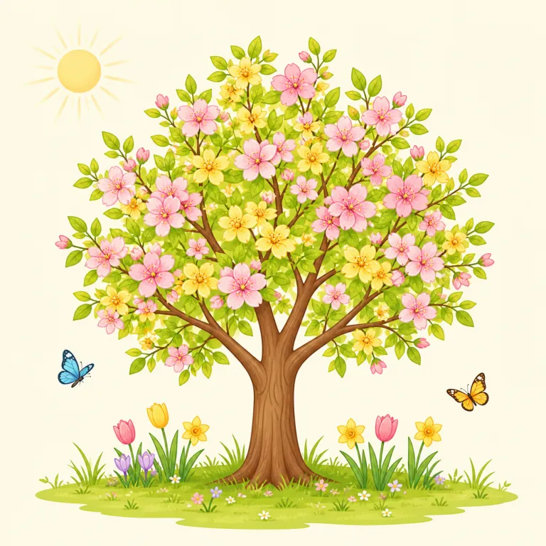 springtime（春・名詞）の覚え方イラスト — springtime は spring + time と見れば覚えやすい