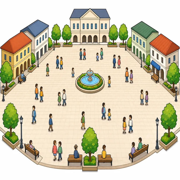 square（広場・noun）の覚え方イラスト