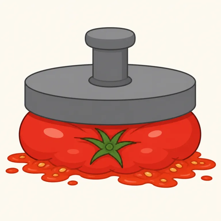 squashing（潰す・動詞）の覚え方イラスト — 動詞としての squashing は、主役が圧力をかける手・足・体重・権力です