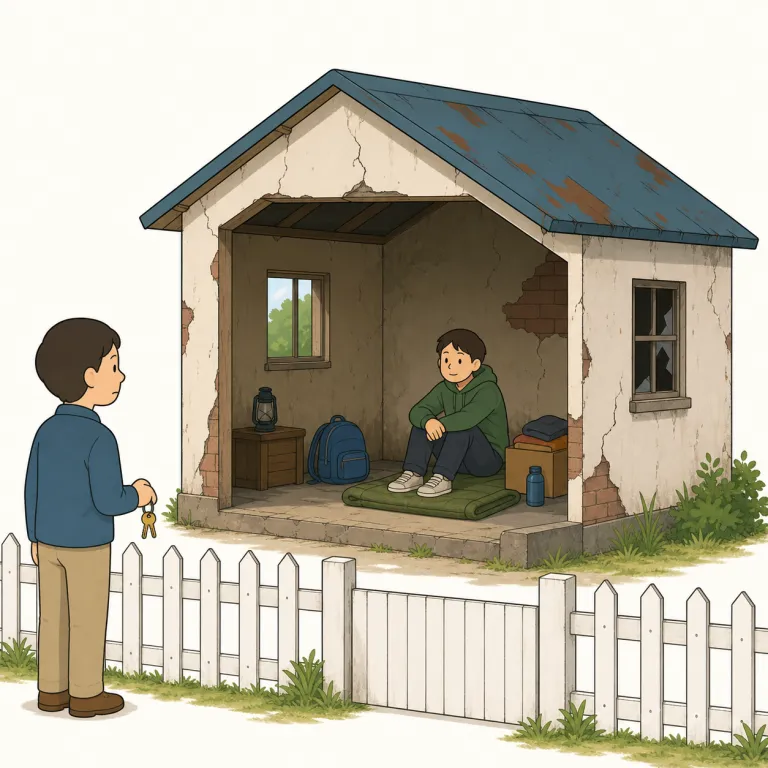 squat（不法占拠・noun）の覚え方イラスト