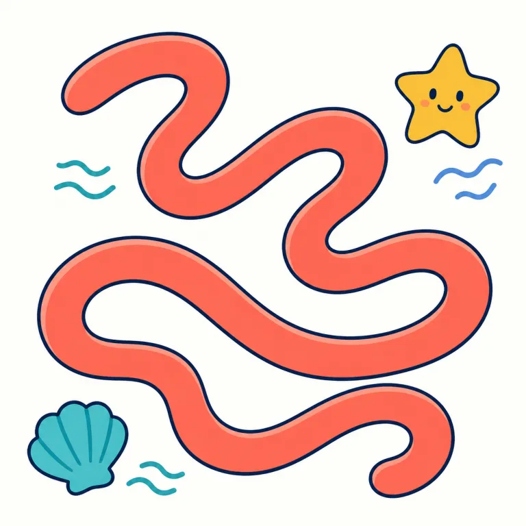 squiggly（くねくねした・形容詞）の覚え方イラスト — まず核は squiggle