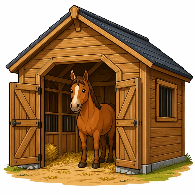 stable（厩舎・noun）の覚え方イラスト