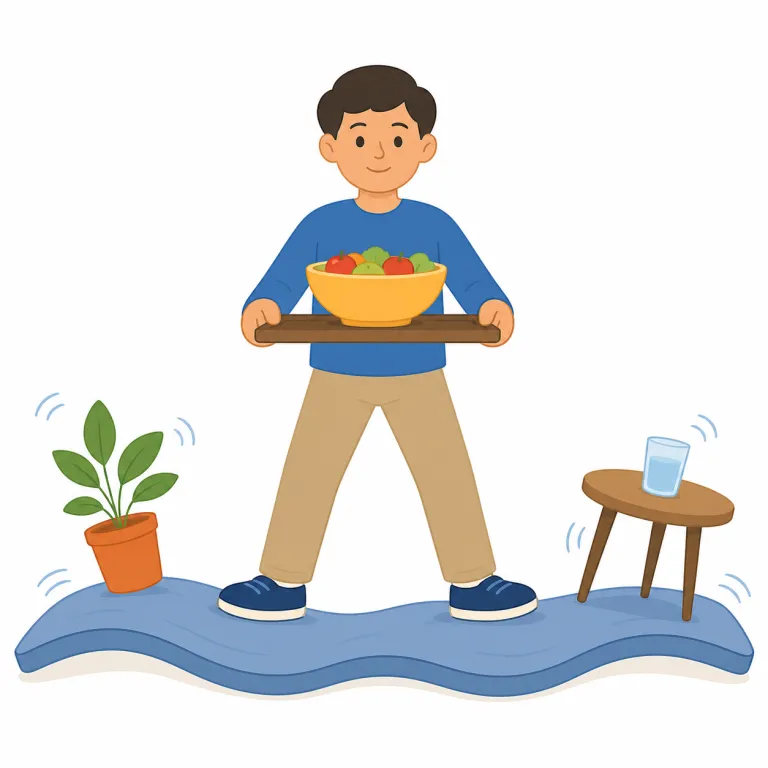 stably（安定して・副詞）の覚え方イラスト — stable（安定した）に -ly が付いた副詞で、「安定した状態で」がそのまま stably です
