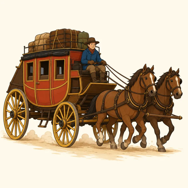 stagecoach（駅馬車・名詞）の覚え方イラスト — stage と coach に分けて覚えると定着しやすい