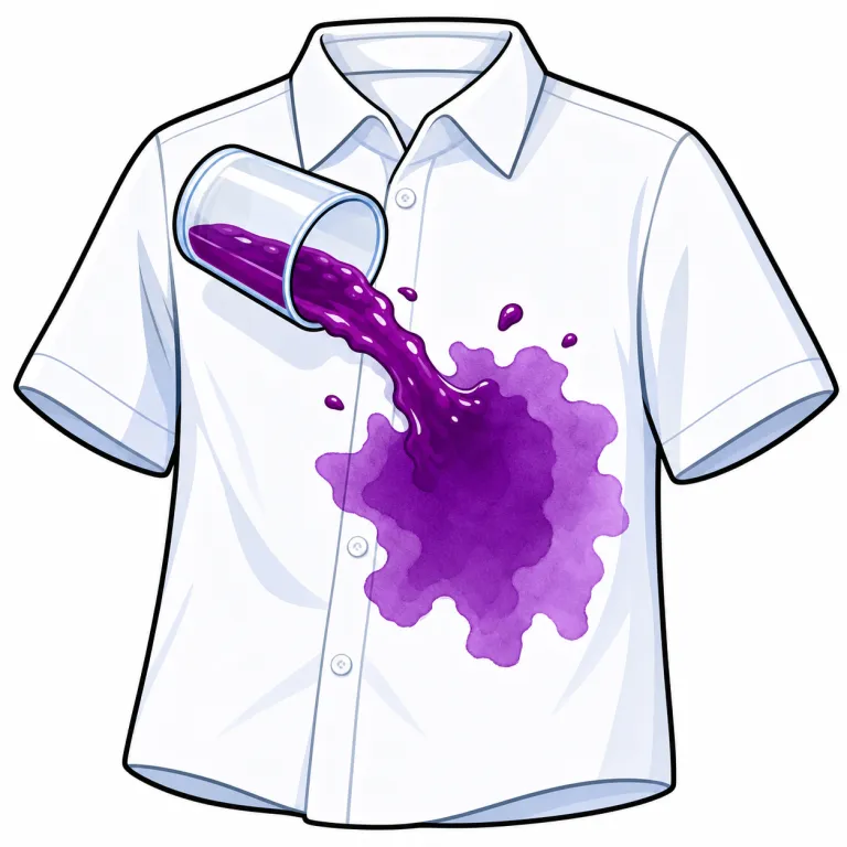 stain（汚す、しみをつける・verb）の覚え方イラスト