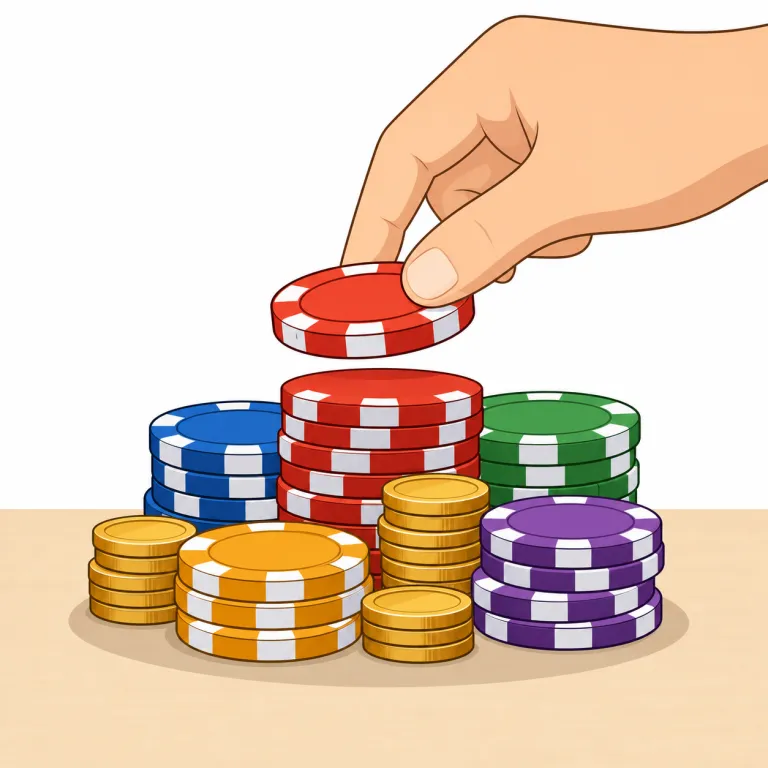 stake（利害関係・名詞）の覚え方イラスト — stake は「ただのお金」ではなく、勝負や交渉で table に乗っている取り分・失うかもしれないもの全体を意識すると覚えやすい