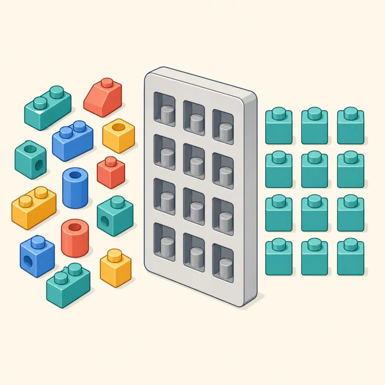 standardization（標準化・名詞）の覚え方イラスト — まず core は standard「基準・標準」