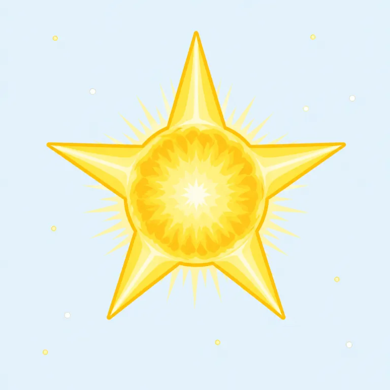star（主演する・動詞）の覚え方イラスト — 動詞の star は、名詞の「星」から「作品の中でひときわ目立つ人」へ広がった用法です